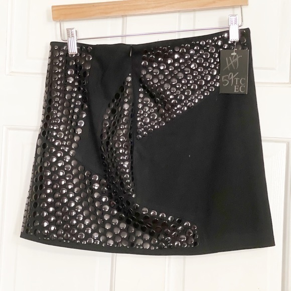 TCEC Dresses & Skirts - TCEC Black Studded Mini Stretch Skirt NWT Sx S